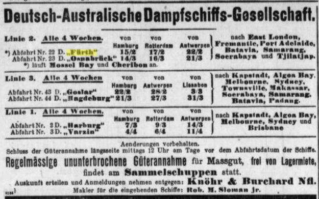 advertisement of February, 14th, 1908, German-Australian Steam Ship Co.