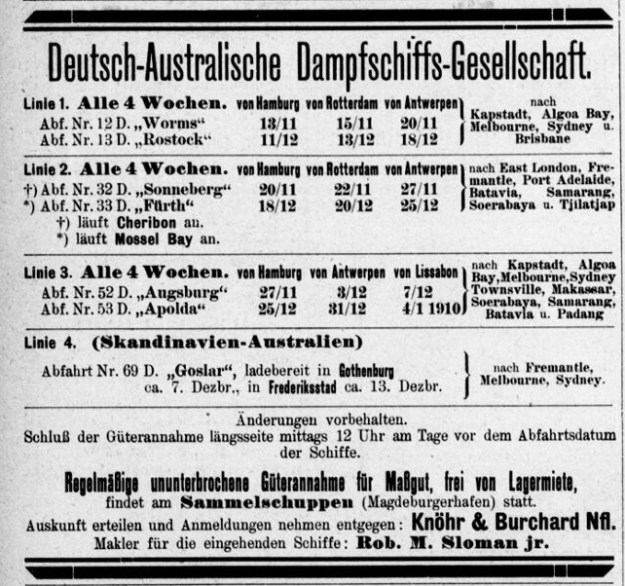 Advertisement in Hansa, nautical magazine, November 1909