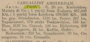 cargalijst amsterdam, steamship Furth, March 30, 1911