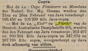 copra, export from java, 1911