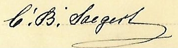 master's signature, C. B. Saegert, stemship Fürth