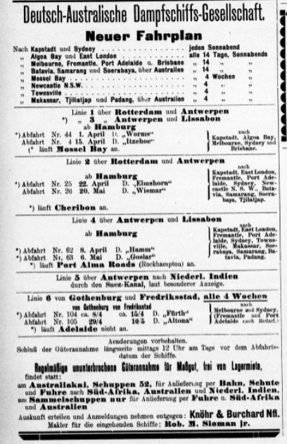 German Australian Steam Ship Company, advertisement in HANSA, April 1911