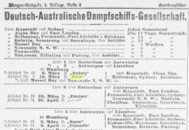 Advertisement German Australian Line February 1912