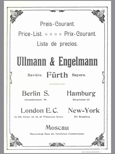 Ullmann und Engelmann, catalogue 1902
