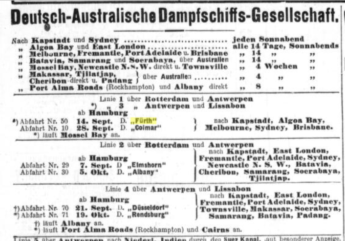 German Australian Line's Advertisment, September 1912 (detail)