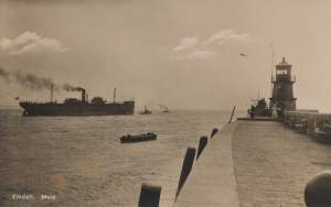 Emden, Germany, mole, postcard 1922