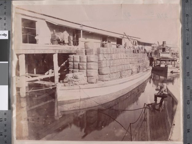 Wool barges on the Murray River]
