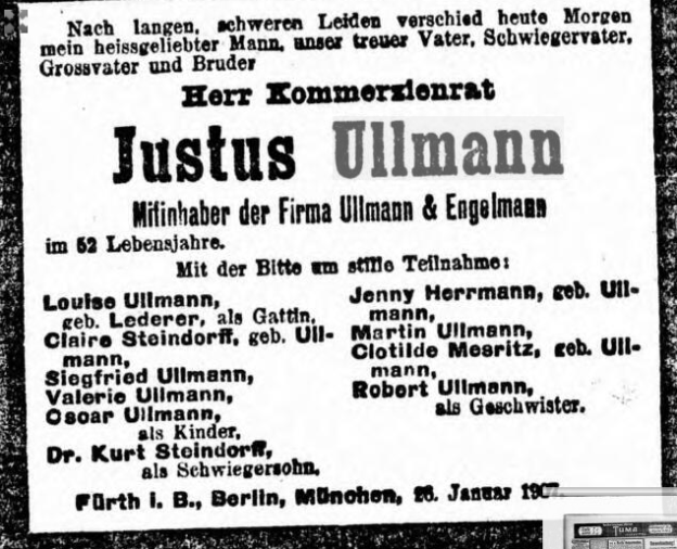 Justus Ullmann, gestorben im Januar 1907