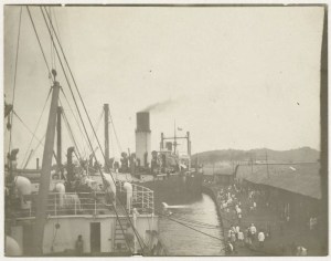 Ships docked at a wharf, Singapore, about 1912