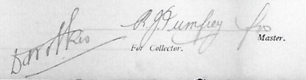 signatures crew list, outward Brisbane, SS Fuerth, July 10th 1914