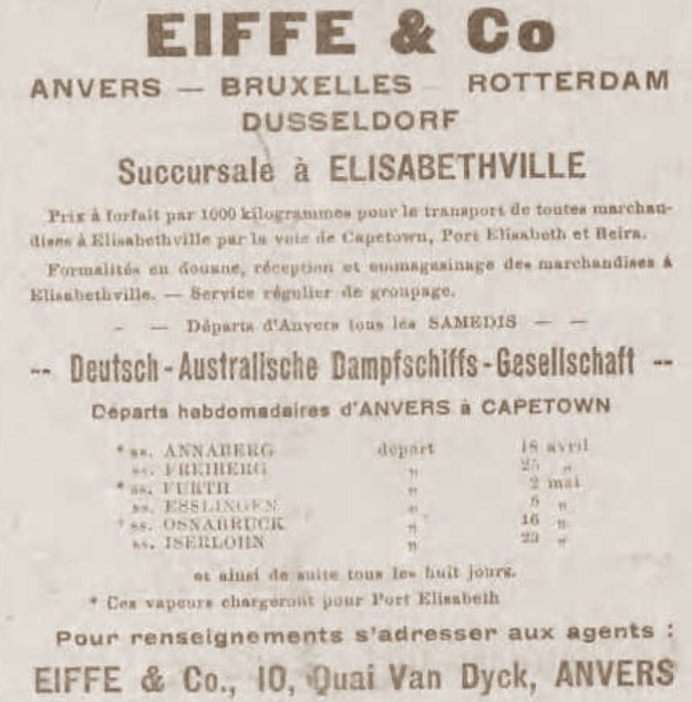 Eiffe & Co., Anvers, Le Journal du Congo