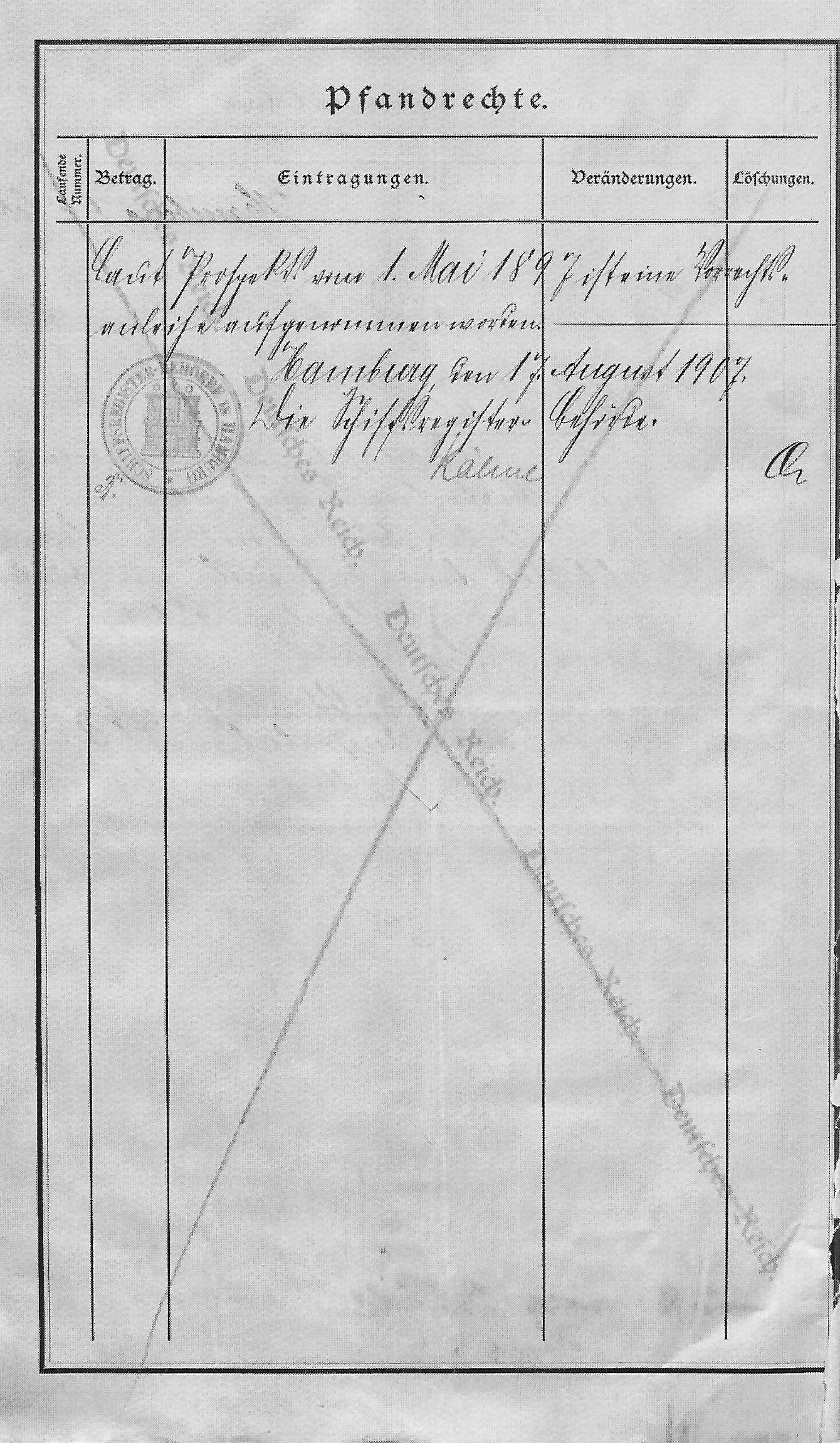 steamer Furth, certificate, bond