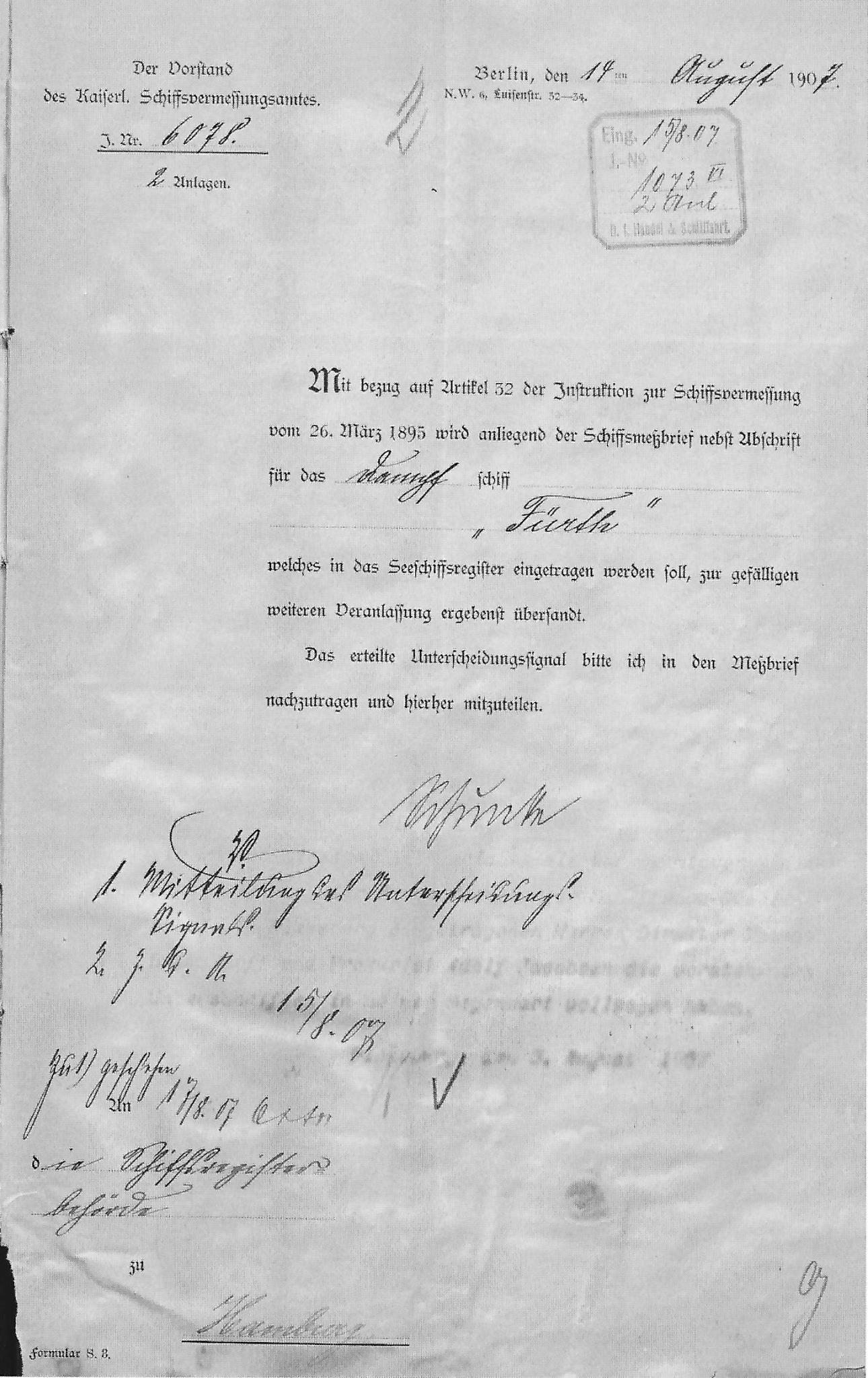 staatsarchiv hamburg, steamship furth