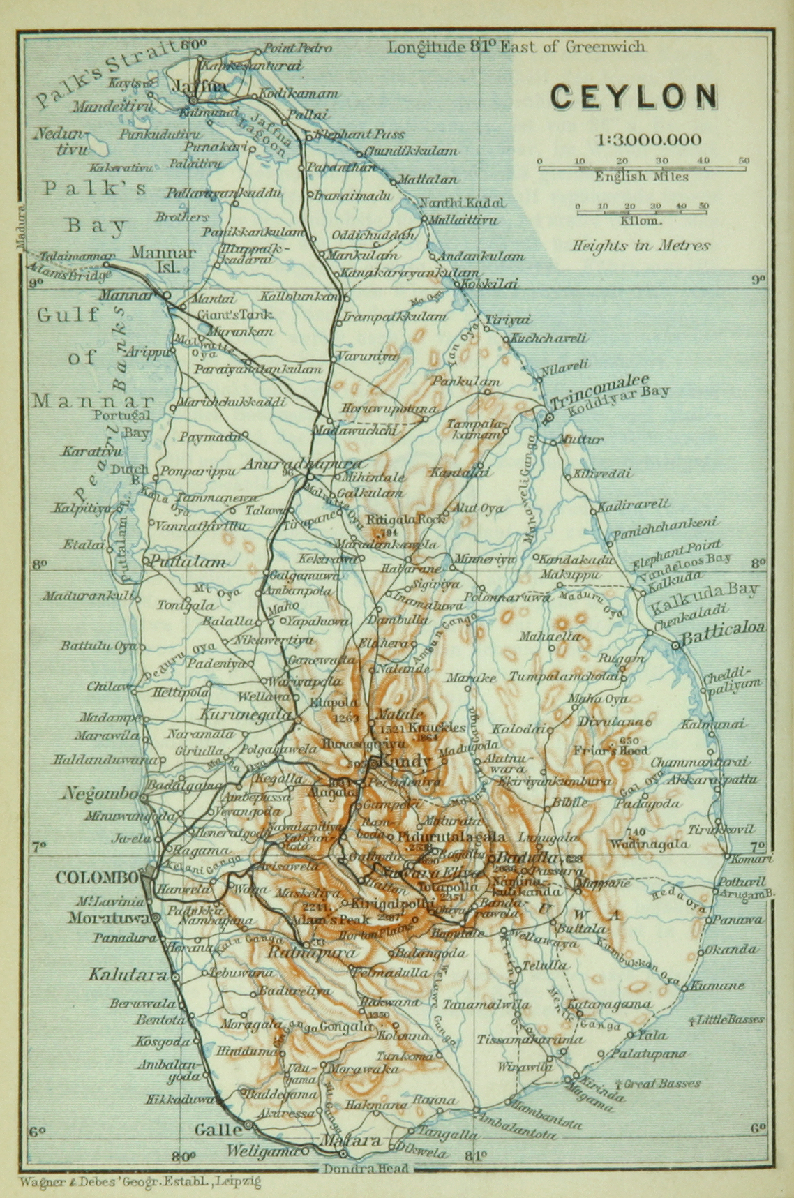 Ceylon map 1914, Baedeker