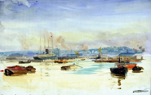 Tilbury Docks, London, William Lionel Wyllie