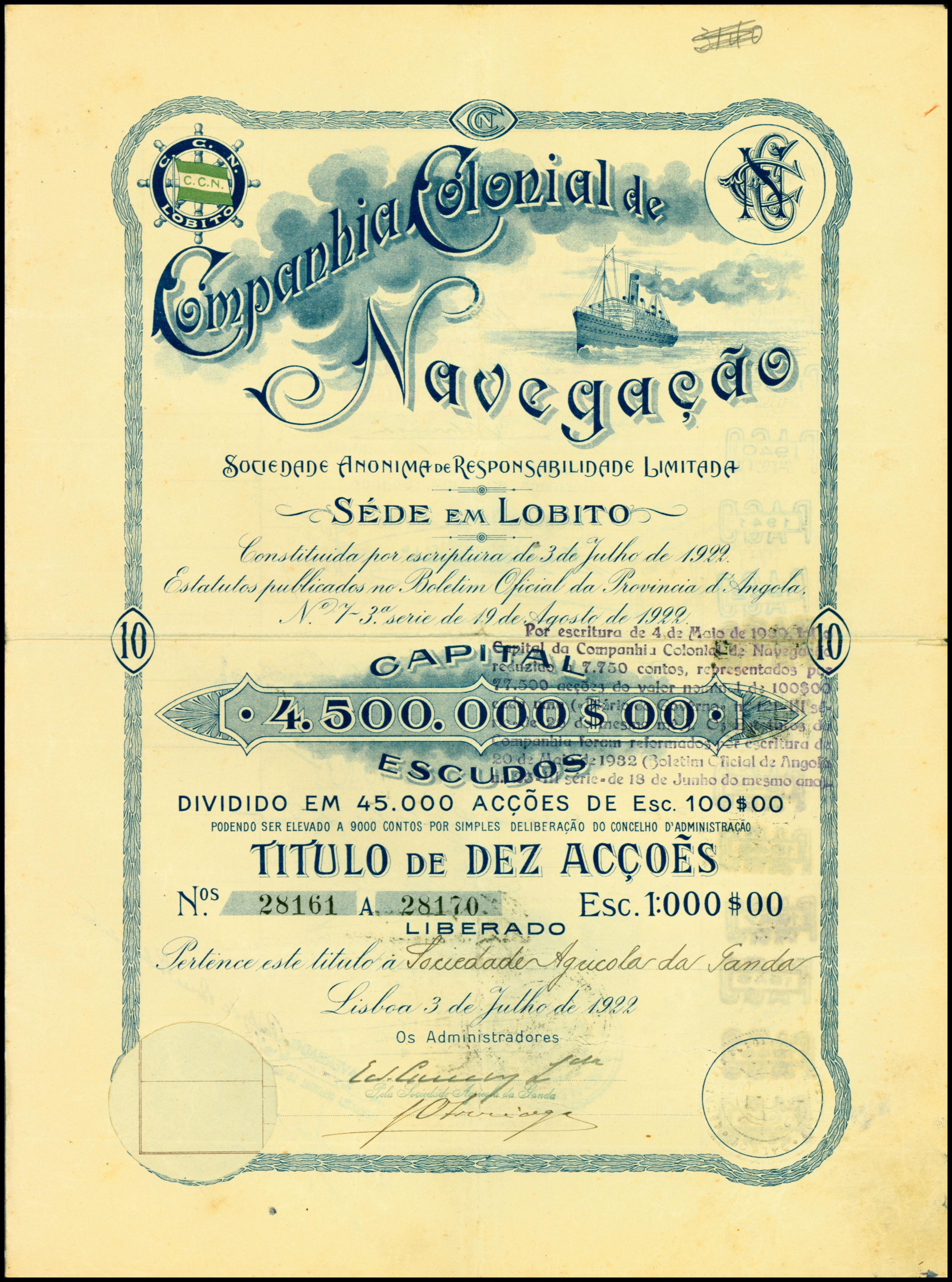 Companhia Colonial de Navegaçao, Angola