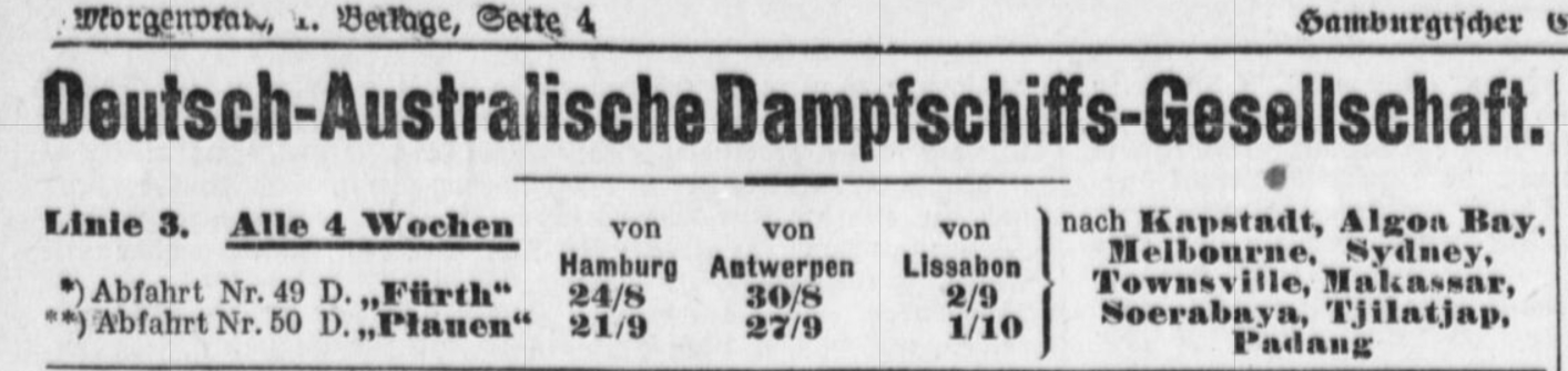 German Australian Line, Furth, Plauen