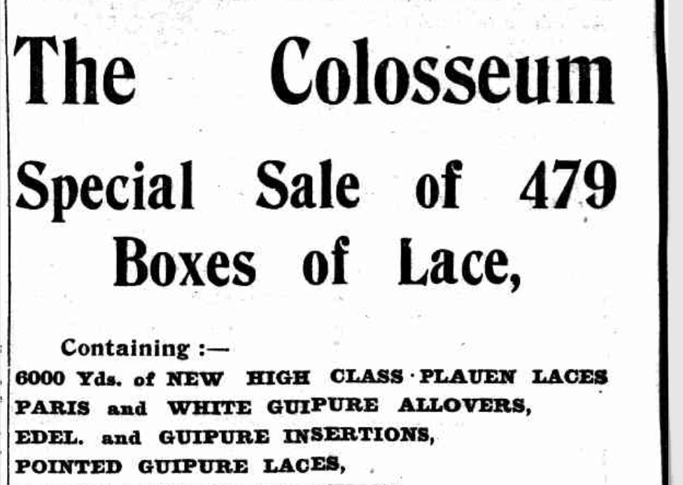 Plauen laces, The Colosseum, Melbourne