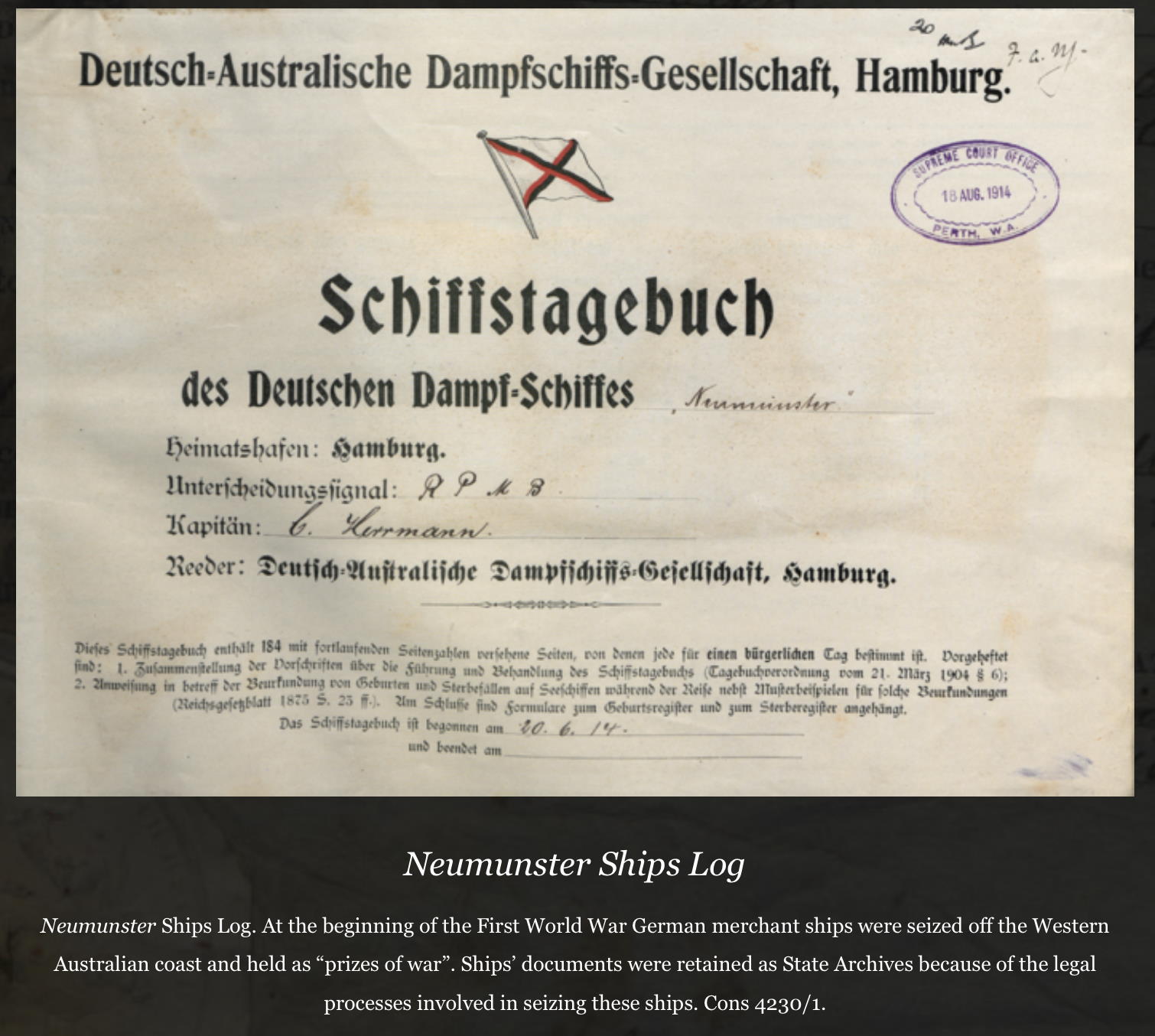 Logbuch Neumünster 1914, log book