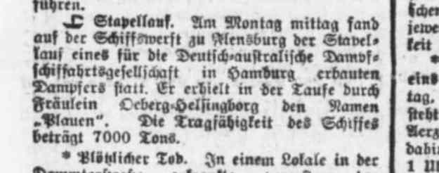 Dampfschiff Plauen, Stapellauf