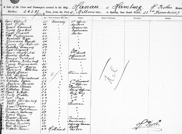 Hanau steam ship 1907 in Sydney