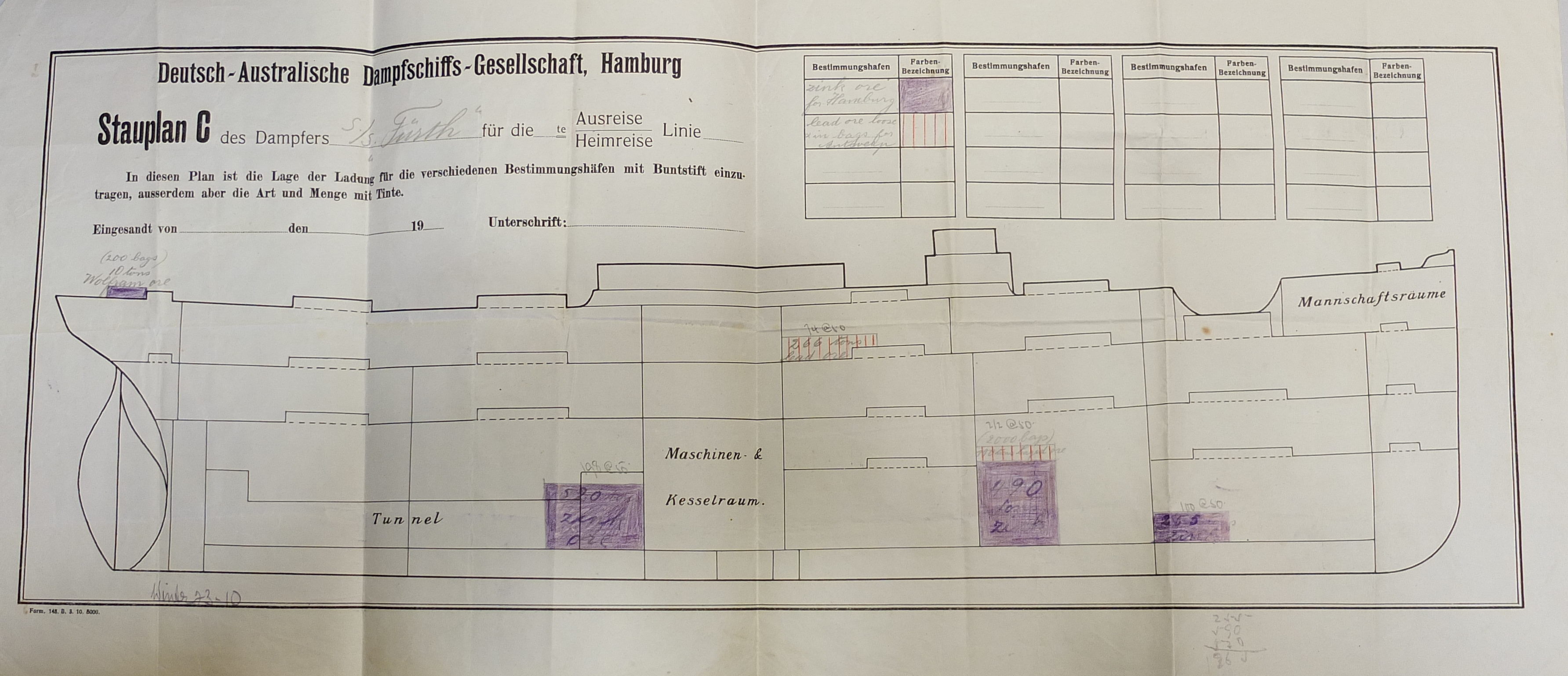 Stauplan, Dampfschiff Fürth 1914