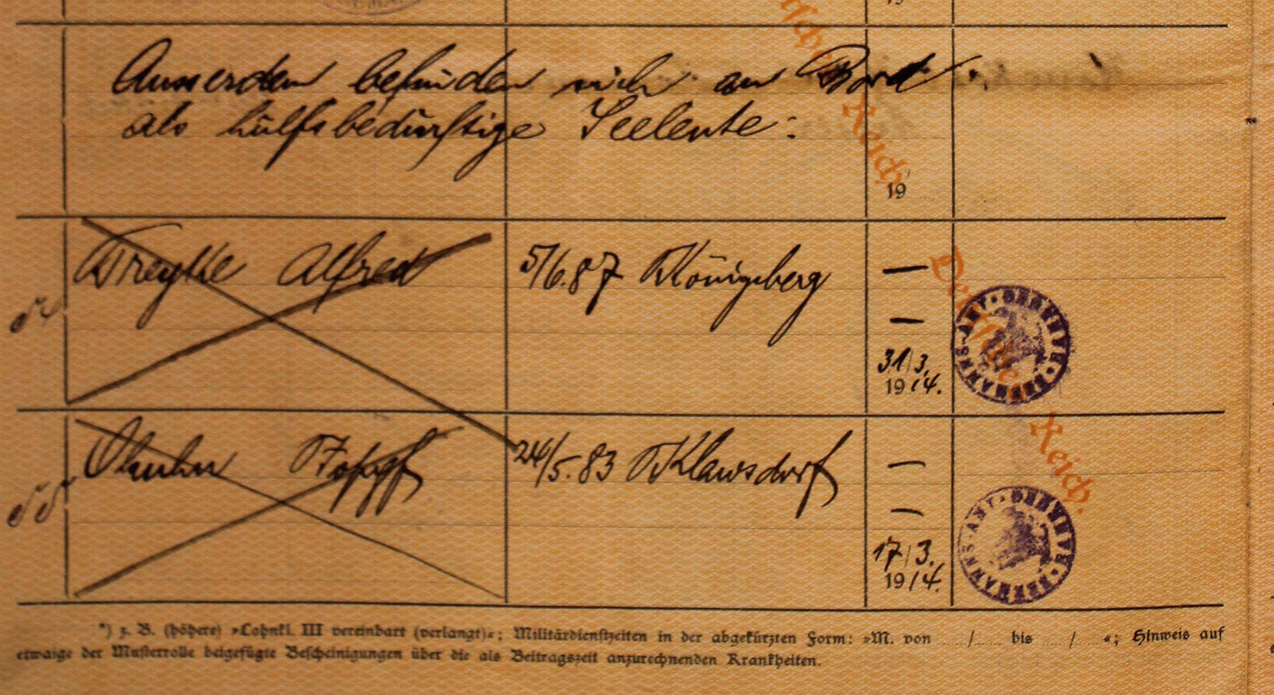 ship's articles Neumunster 1913/1914