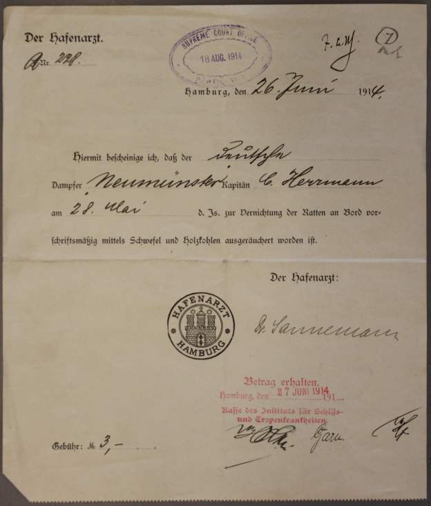 Hafenarzt Dr. Sannemann Hamburg 1914