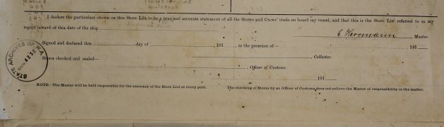 Australian Customs, store list, 1914