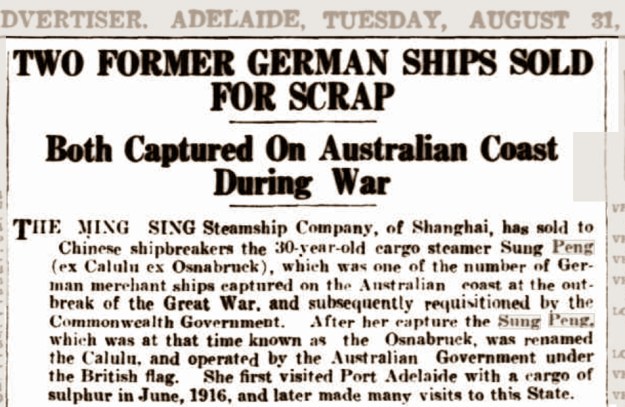 Sung Peng Sold for Scrap 1937