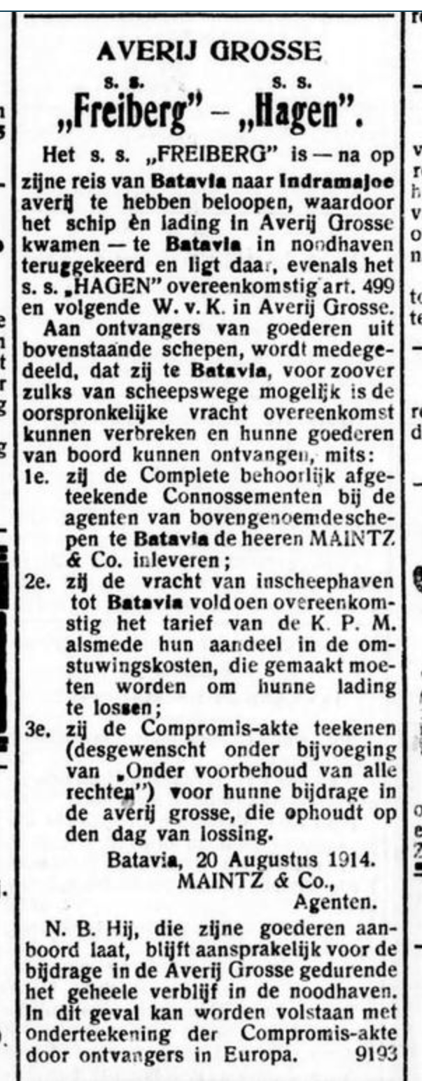 Große Haverie, 1914, Batavia