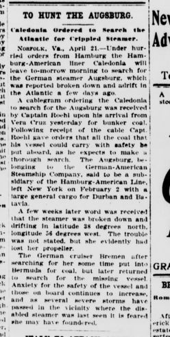 steamer Augsburg, April 1912