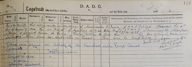 log book Furth August 1914