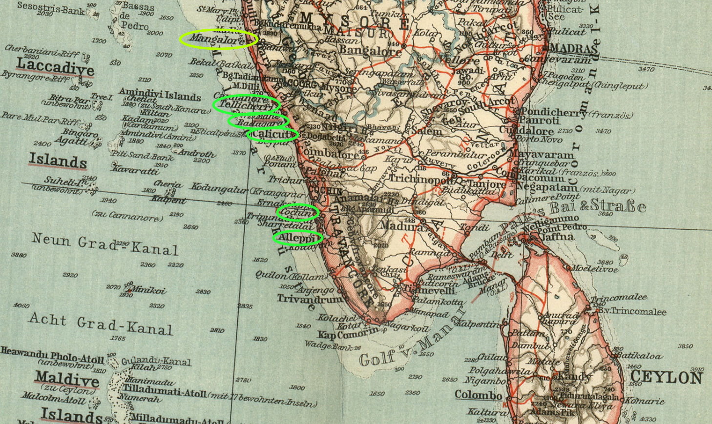 Ports at Malabar Coast 1914