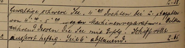 Neumünster, Logbuch, 1914