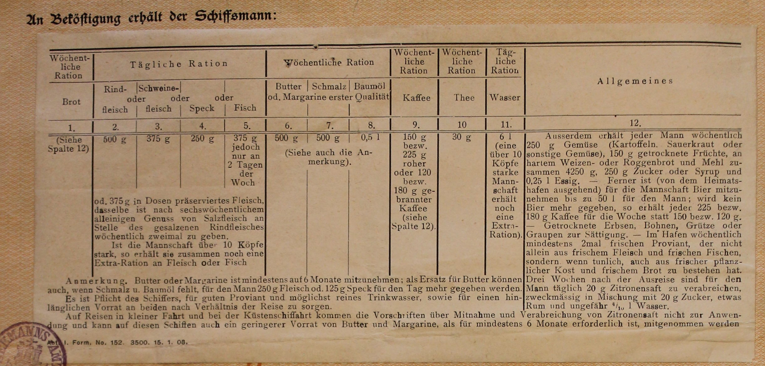 ship's articles Neumunster 1913/1914