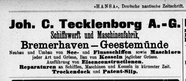 Tecklenborg Werft 1912