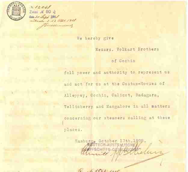 Volkart Brothers Cochin 1908