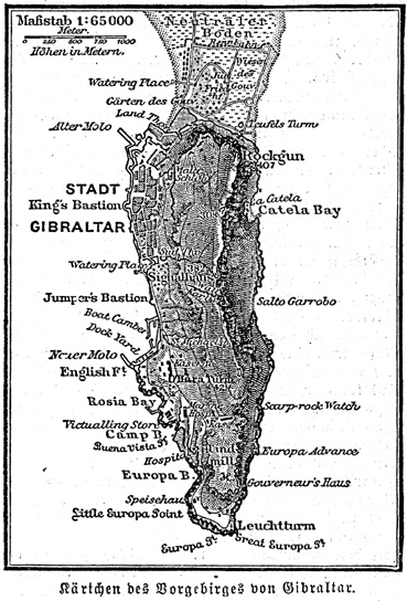 Gibraltar map, about 1885