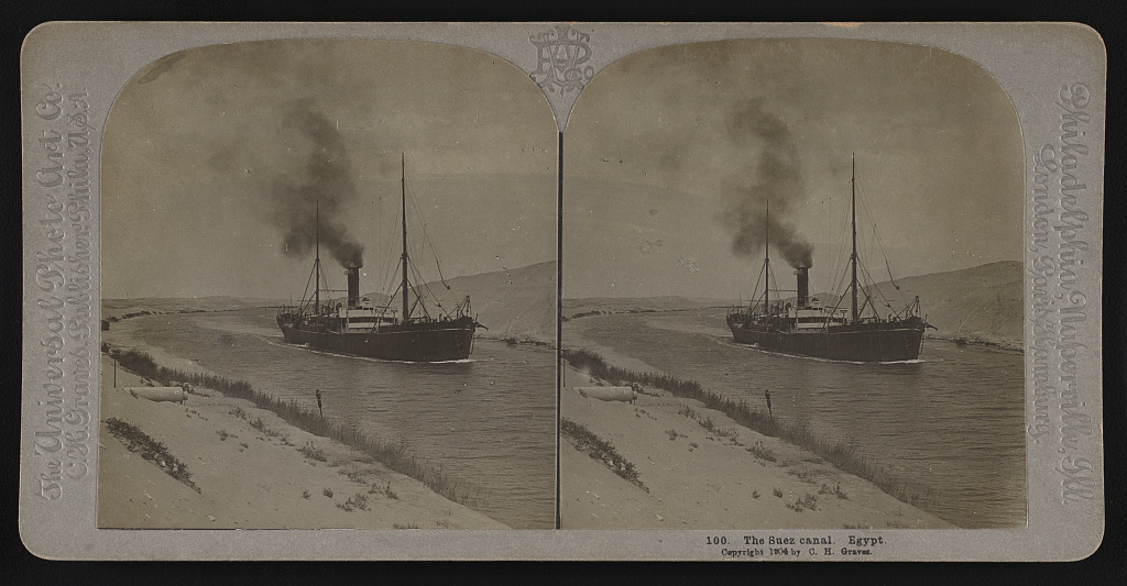 steam ship in Suez canal 1904