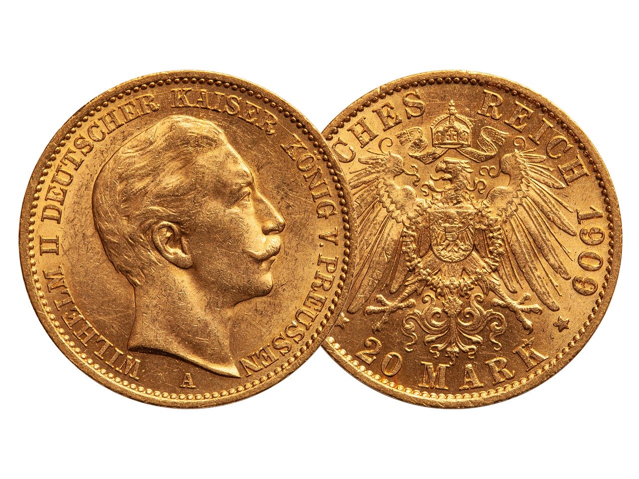 20 Mark Goldmünze Deutsches Reich 1909, Bild: Pixabay