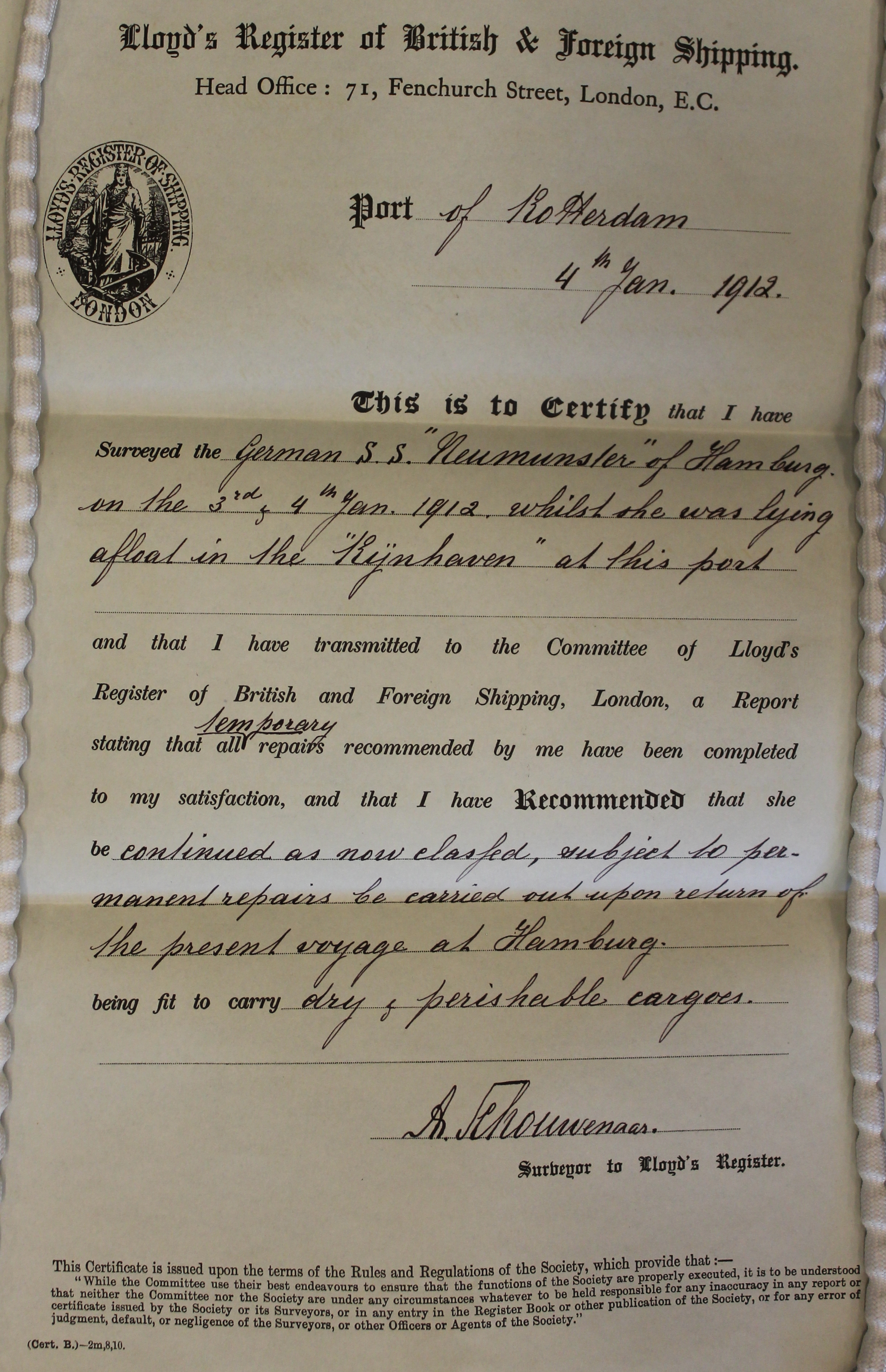 Lloyd's Register, Rotterdam, 1912