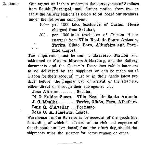conveyance of sardines to Lisbon 1914