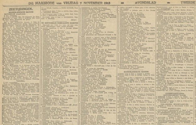 Schiffsmeldungen Tageszeitung 1913, Beispiel