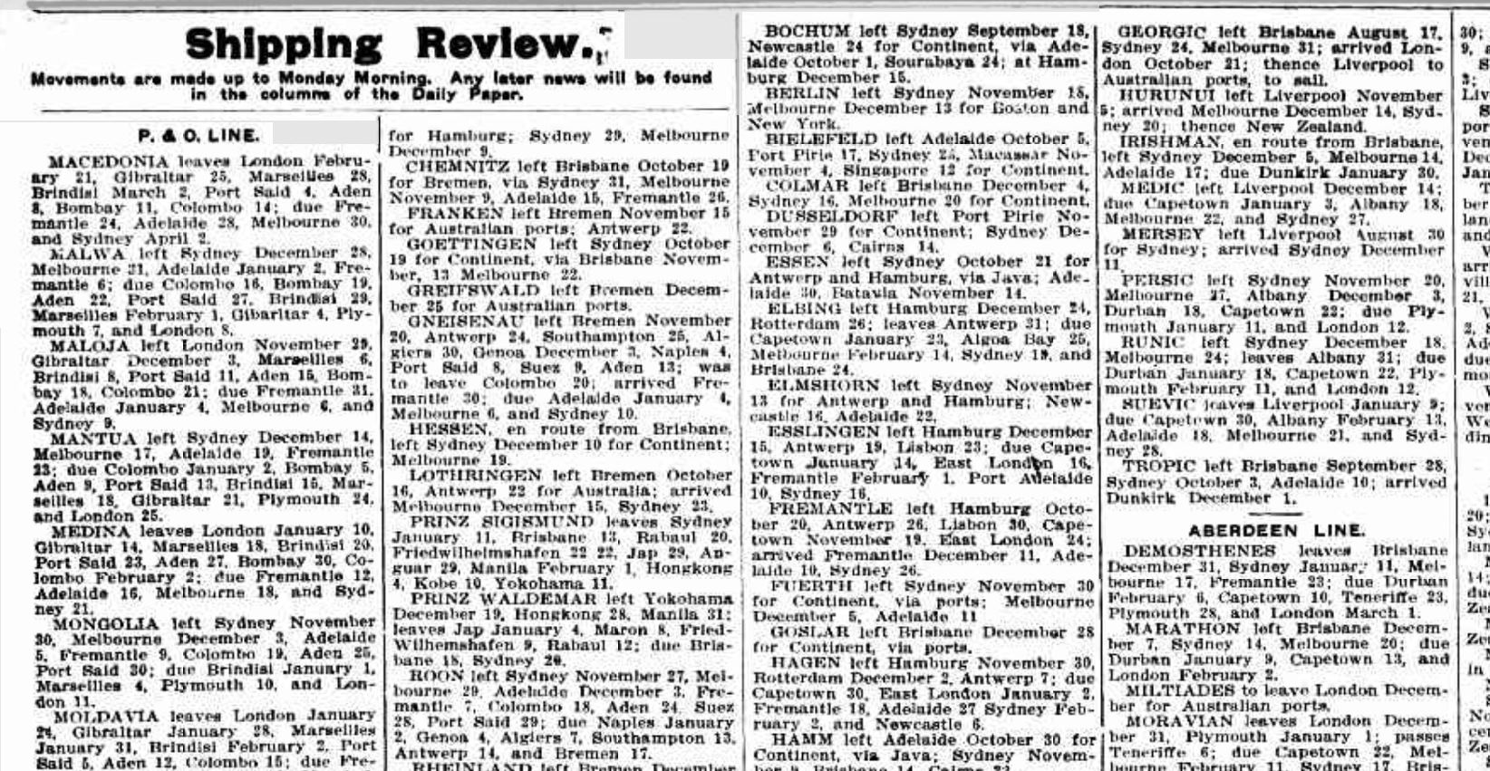 shipping review 1912