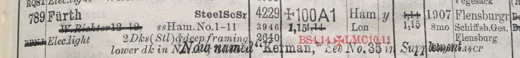 Lloyd's Register 1914-1915, Fürth