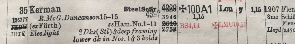 Kerman, exFürth, Lloyd's Register 1914-1915