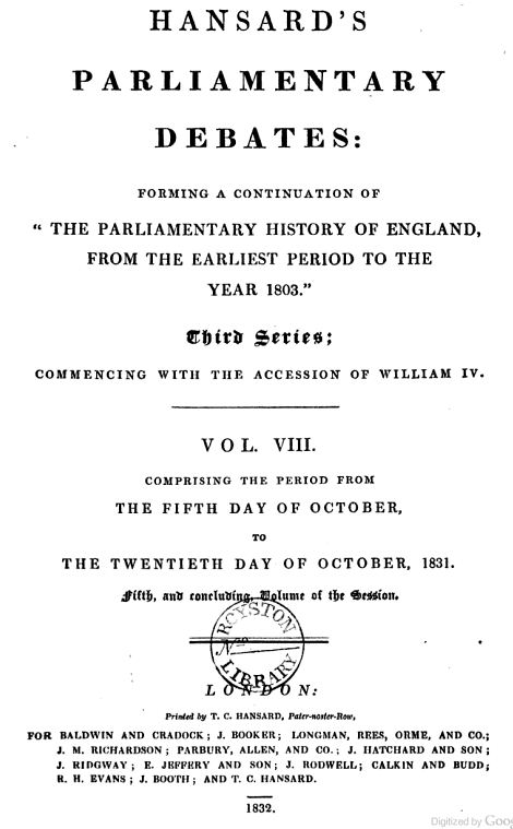 Hansard 1831