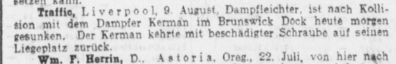 Kerman Liverpool 9. August 1915