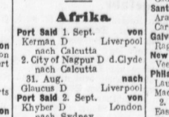Liverpool, Calcutta, Kerman 1915